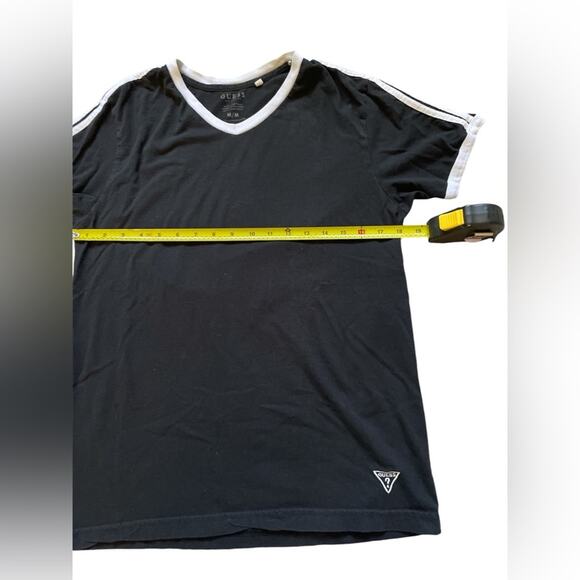 Mens/Teen Guess Classic White Strip Black T-shirt Casual Size Medium Layering - Picture 4 of 5
